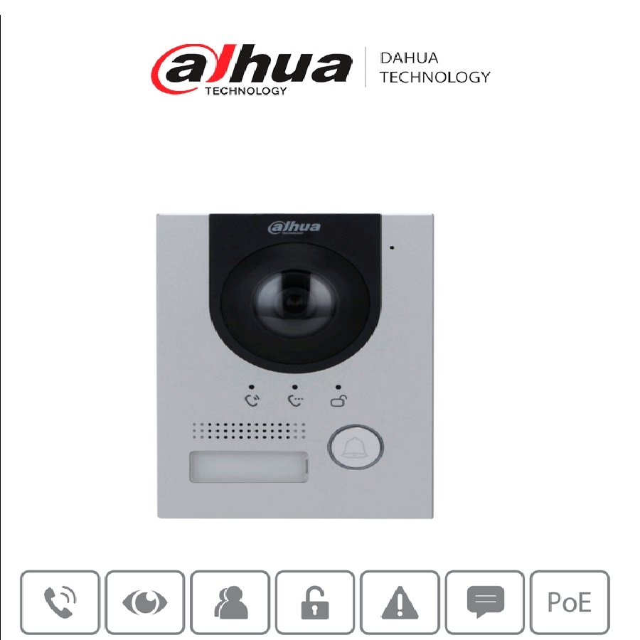 FRENTE DE CALLE PARA VIDEOPORTERO IP/DAHUA/VTO2202FP/ METALICO/ CAMARA DE 2 MP/ CON 160 GRADOS DE APERTURA/ PROTECCION IK07/EXTERIOR IP65/VISION NOCTURNA/POE/INDICADOR VOZ/APERTURA CHAPA