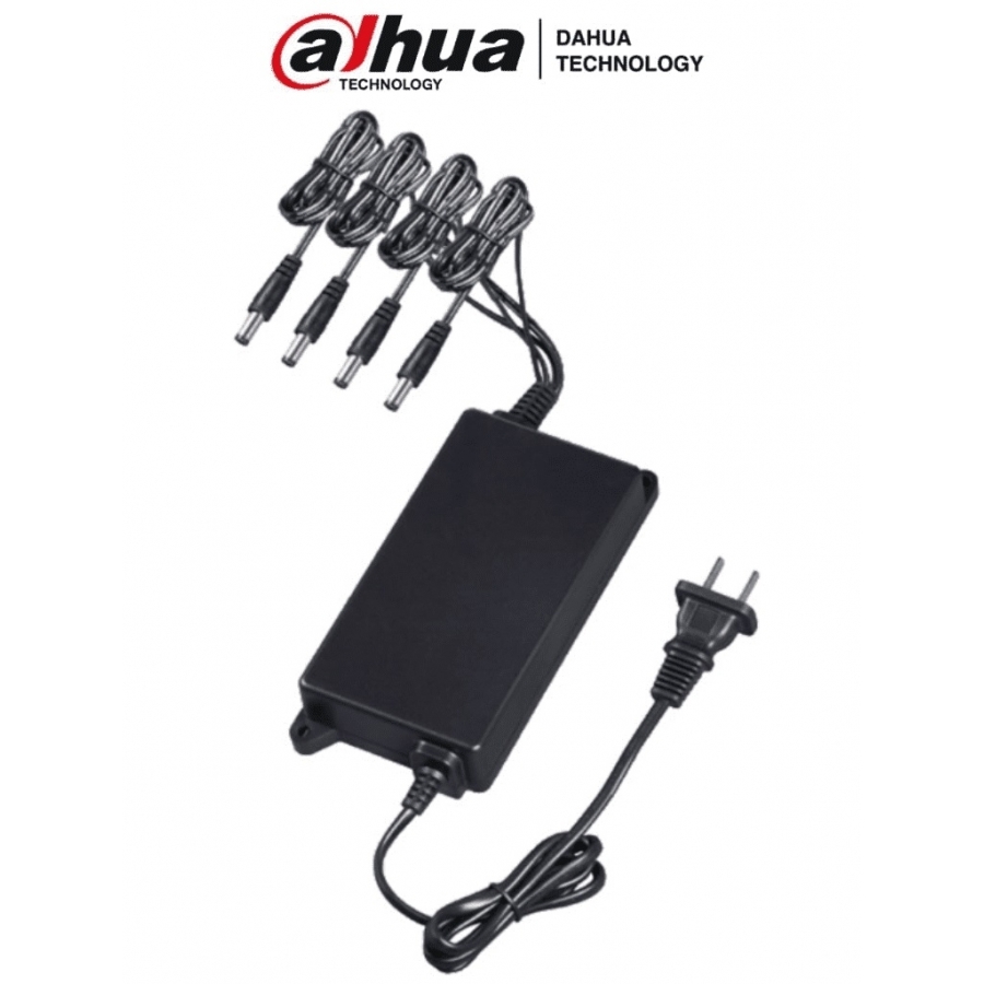 FUENTE DE PODER/ DAHUA/ EUHA12120-070D PFM322/ REGULADA DE 12 VCC 2.8 AMPERES/ SALIDA TIPO PULPO DE 4 CANALES CON CONECTOR MACHO/ 0.7 AMPER POR CANAL/ PROTECCION DE TEMPERATURA/ COLOR NEGRO