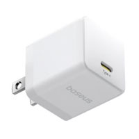 CARGADOR DE PARED BASEUS, CARGA RAPIDA TIPO C 30W, COLOR BLANCO