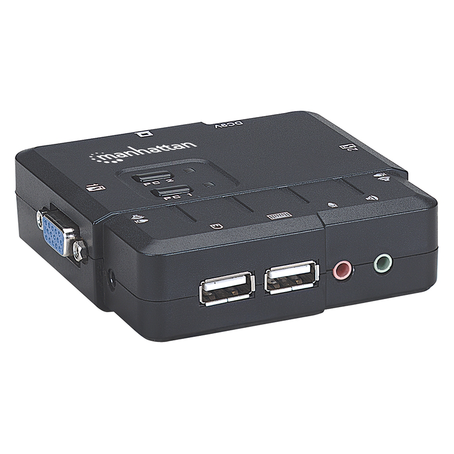 SWITCH KVM ,MANHATTAN,151252, DESKTOP USB 2:1 CON CABLES+AUDIO