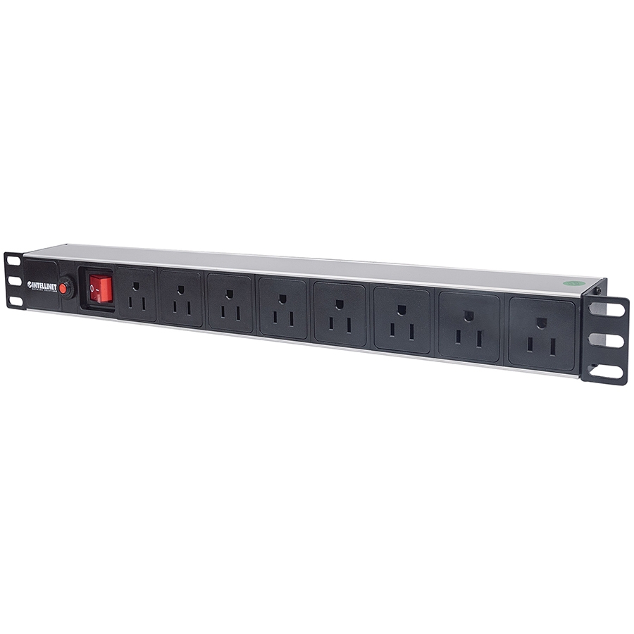 BARRA PDU,INTELLINET,713993, 8 CONT. GAB/RACK 19, 1U, CONTRA SOBRECARGA, ON/OFF