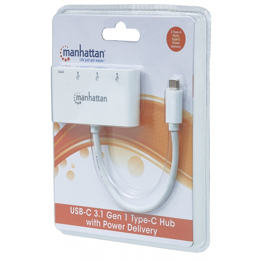 HUB USB,MANHATTAN,163552,-C 3 PTOS A + 1 PTO C