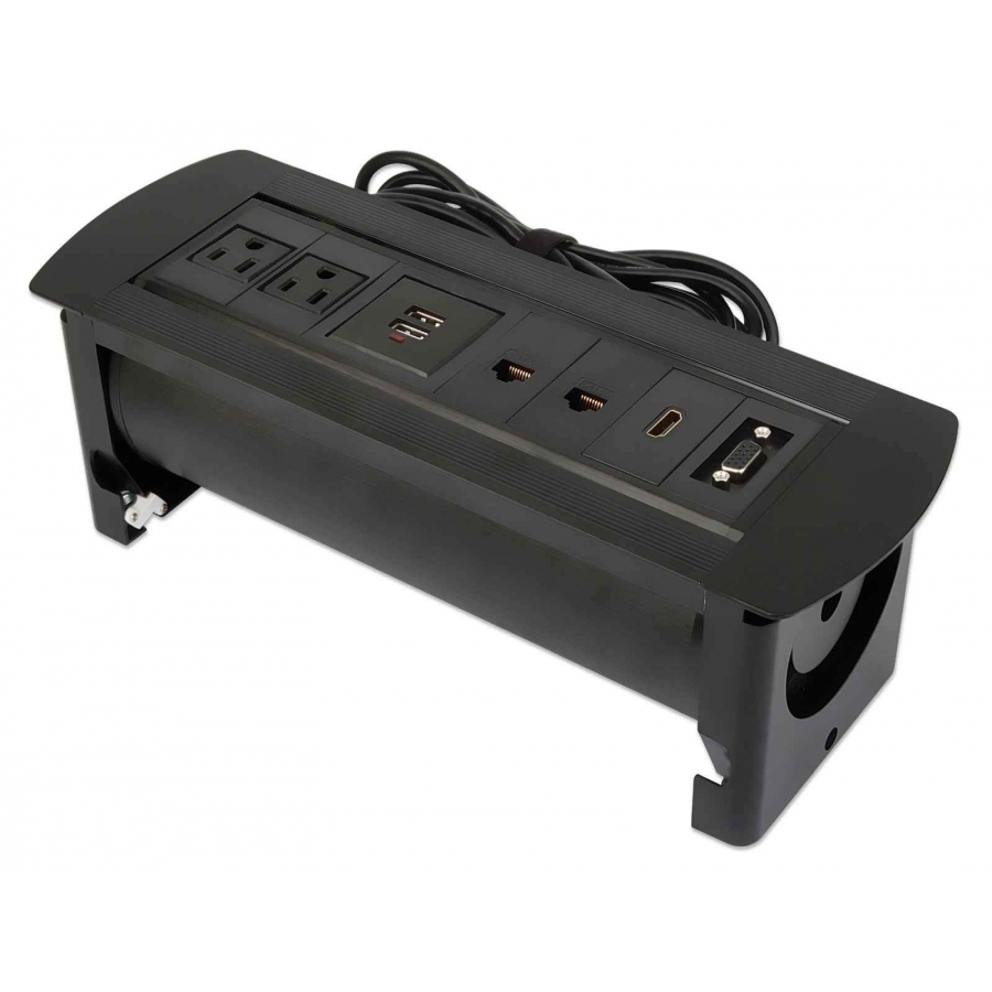 CAJA CONEXIÓN,MANHATTAN,164856, ENCHUFE/USB/HDMI/VGA/RED, PARA MESA