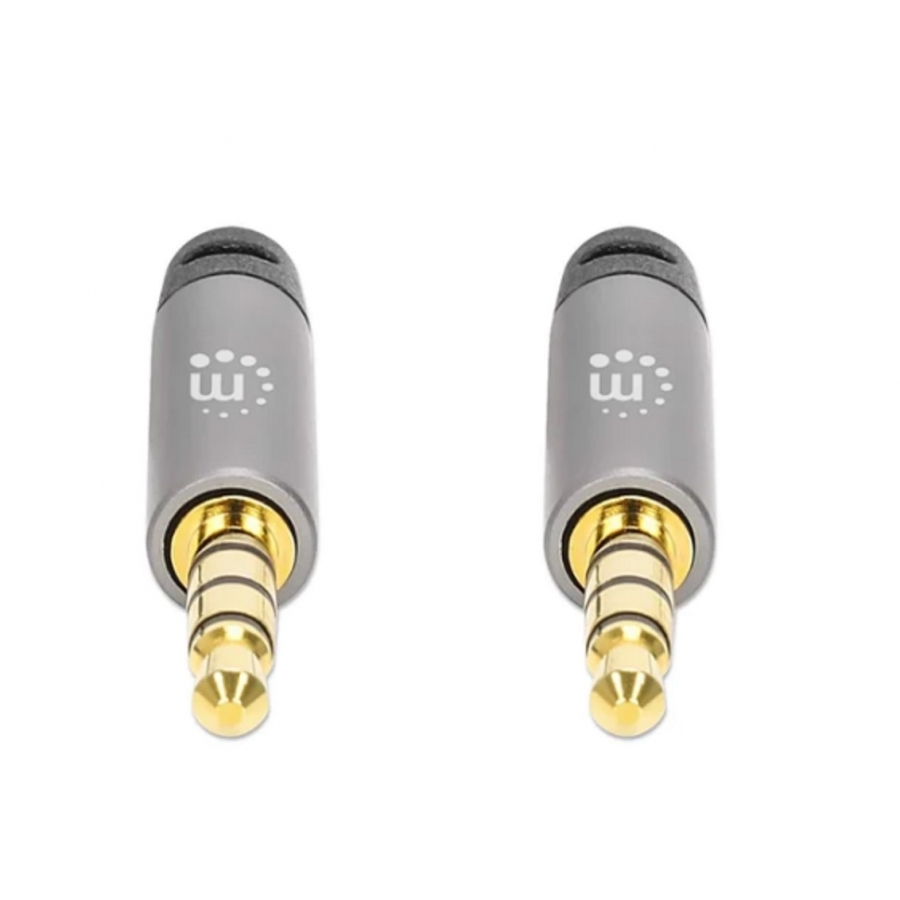 CABLE AUDIO,MANHATTAN,355995, ESTEREO 3.5MM M-M 2.0M NEGRO/ALUMINIO PLATEADO