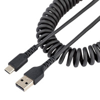CABLE DE 50CM DE CARGA USB A A USB C, CABLE USB TIPO C EN ESPIRAL DE CARGA RAPIDA, CABLE USB 2.0 A A USBC NEGRO - STARTECH.COM MOD. R2ACC-50C-USB-CABLE