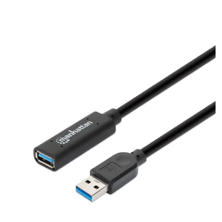 CABLE USB EXTENSIN, MANHATTAN,153737,V3.0 EXT. ACTIVA 5.0M NEGRO