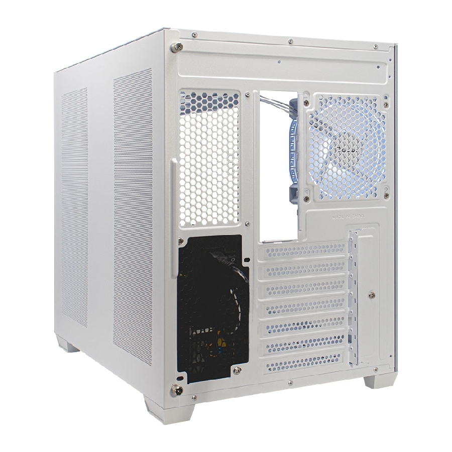 GABINETE OCELOT GAMING W-CUBE 2 / MID TOWER / ATX, M-ATX, ITX / PANEL LATERAL Y FRONTAL DE CRISTAL TEMPLADO / INCLUYE 3 VENTILADORES / ENFRIAMIENTO LIQUIDO HASTA 360MM / GPU HASTA 410MM / COLOR BLANCO