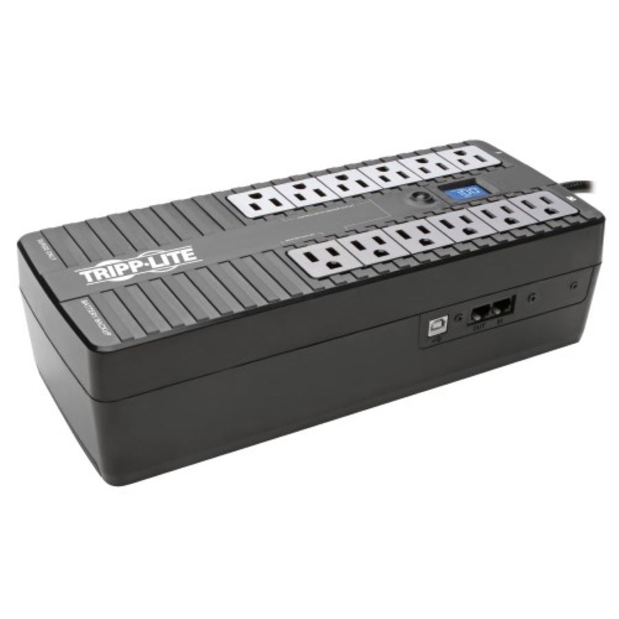 UPS STANDBY DE 850VA 425W - 12 TOMACORRIENTES TRIPP LITE NEMA 5-15R, 120V, 50HZ / 60HZ, USB, LCD, ENERGY STAR, INSTALACIóN EN PARED O ESCRITORIO. GARANTíA LIMITADA DE 3 AñOS.