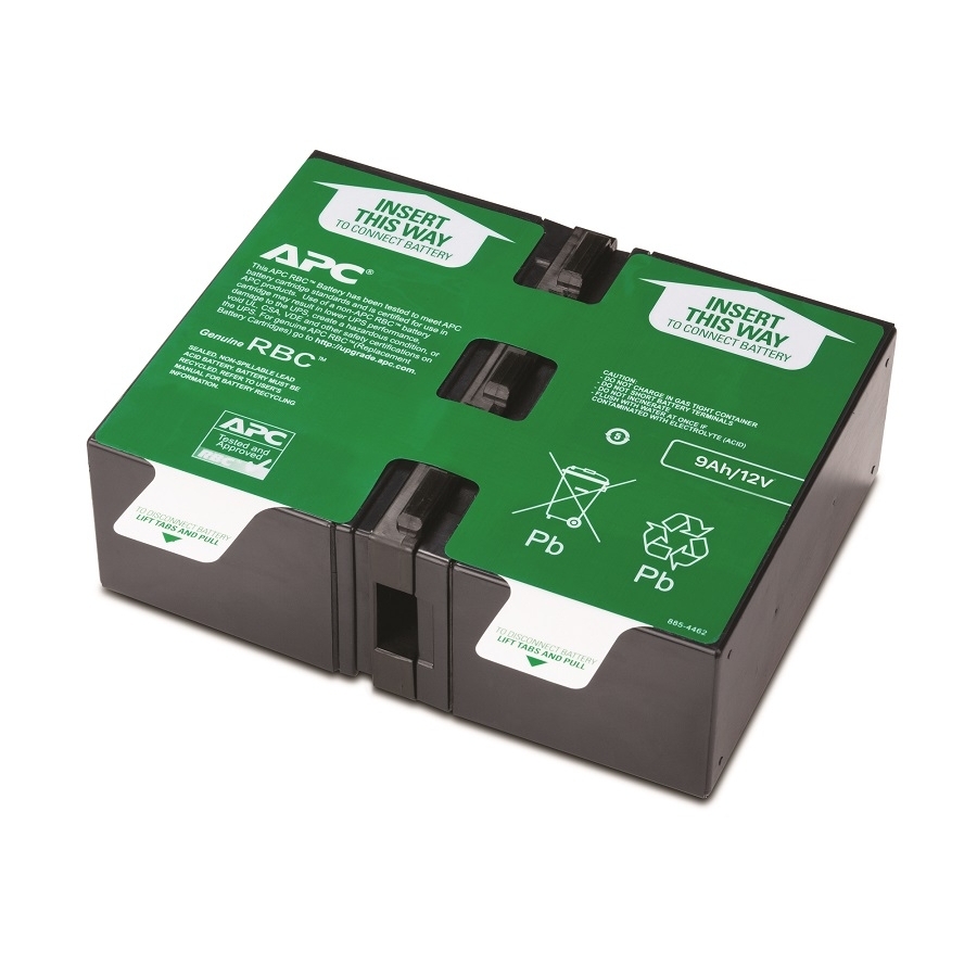 CARTUCHO DE BATERIAS DE REEMPLAZO APCRBC124 PARA MODELOS APC BX1500M-LM60, BR1300G,BR1500G, SMC1000-2U LO CONFORMAN LAS 2 BATERIAS QUE SE VISUALIZAN EN LA IMAGEN