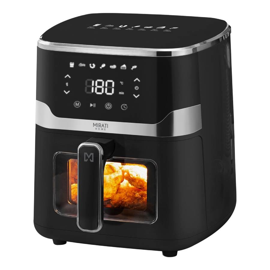 FREIDORA DE AIRE DIGITAL CON VENTANA / MIRATI HOME CON CAPACIDAD DE 5 LITROS 1350W, 8 MODOS PREESTABLECIDOS, TEMPERATURA DE 80C-200C