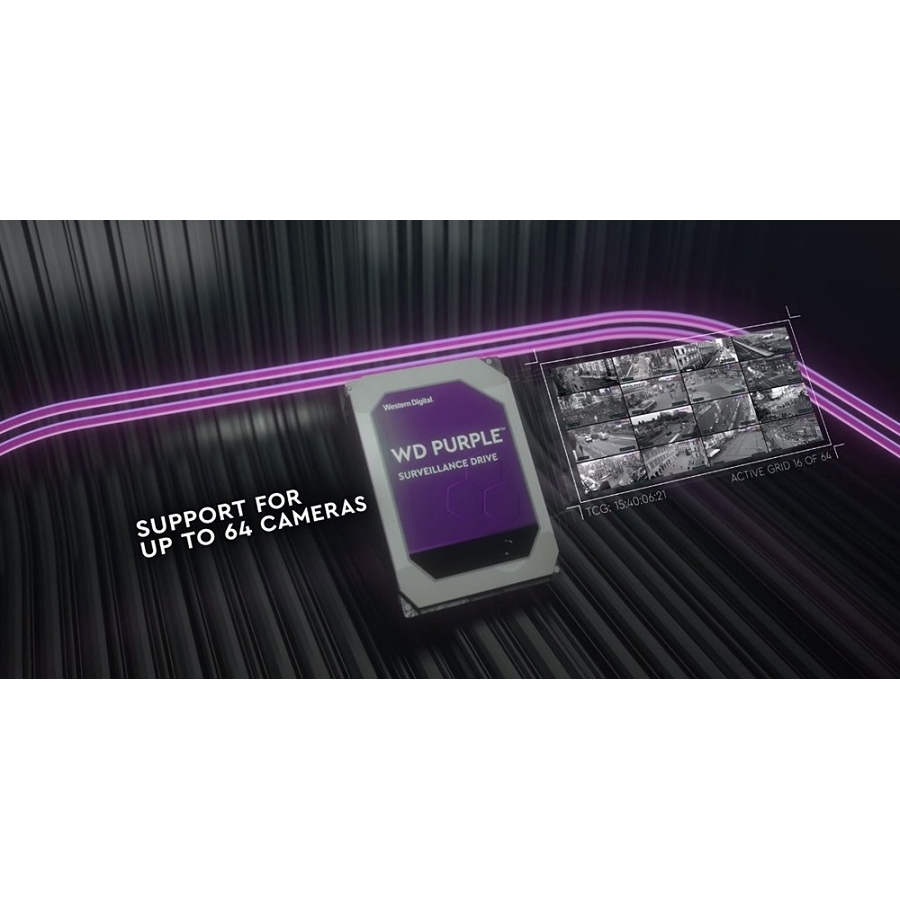 DISCO DURO INTERNO WD PURPLE 6TB 3.5 ESCRITORIO SATA3 6GB/S 128MB 24X7 DVR NVR 1-16 BAHIAS 1-64 CAMARAS WD64PURZ