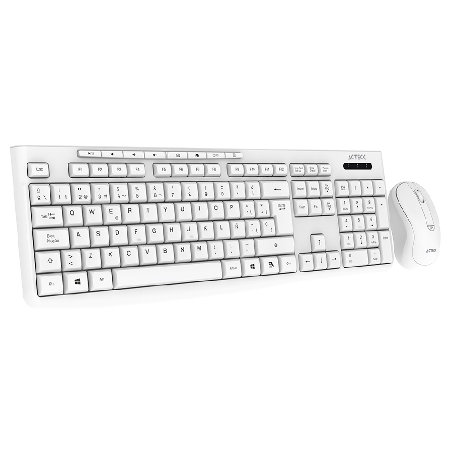 KIT ACTECK CREATOR PRIME MK255 / TECLADO Y MOUSE / INALAMBRICO / USB DONGLE / WINDOWS / ESPAÑOL / MEMBRANA / 105 TECLAS / MULTIMEDIA / OPTICO / 1600 DPI AJUSTABLE / 4 BOTONES / BLANCO / AC-941785