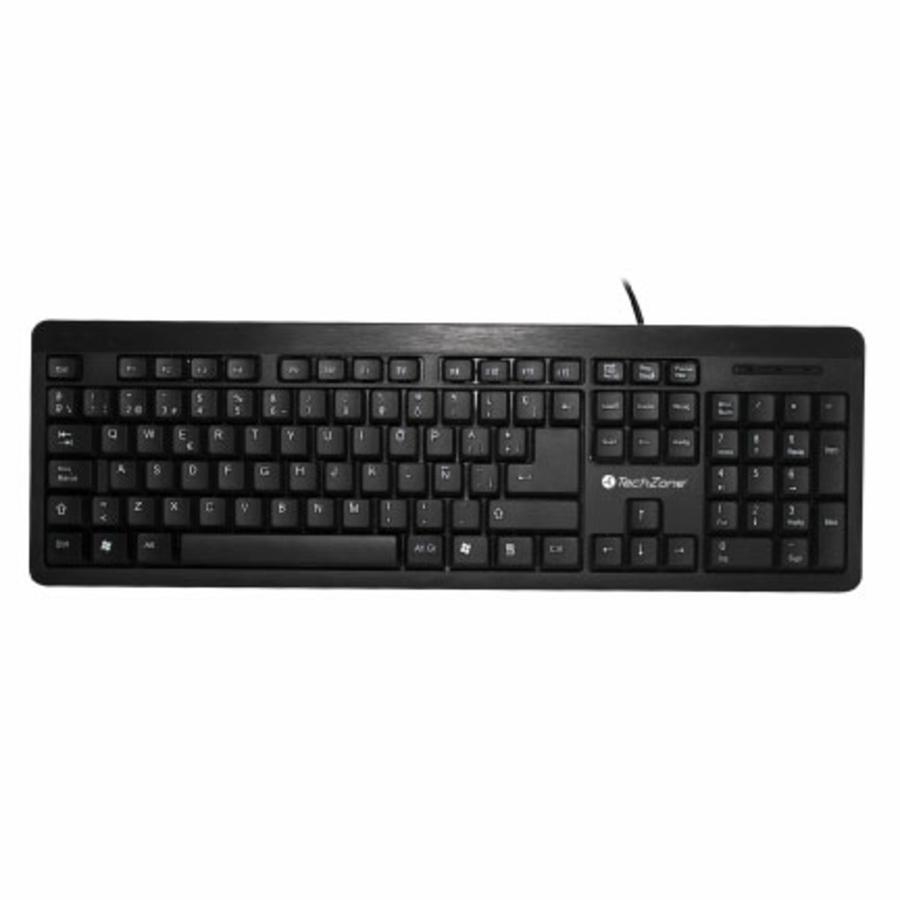 TECLADO - TECHZONE - TZ16TEC01-ALA - QWERTY - ALAMBRICO USB A - 1.30MTRS - TECLAS 104 - NEGRO
