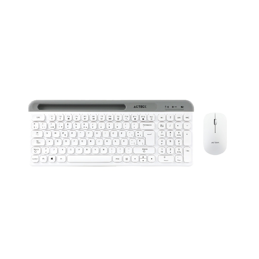 KIT ACTECK CREATOR VIRTUOS SILK MK720 / TECLADO Y MOUSE / INALAMBRICO / DUAL BT USB / RECARGABLE / ESPAÑOL / 100 TECLAS / MULTIMEDIA / RANURA P /DISPOSITIVOS /4000 DPI / OPTICO / BLANCO / AC-936262