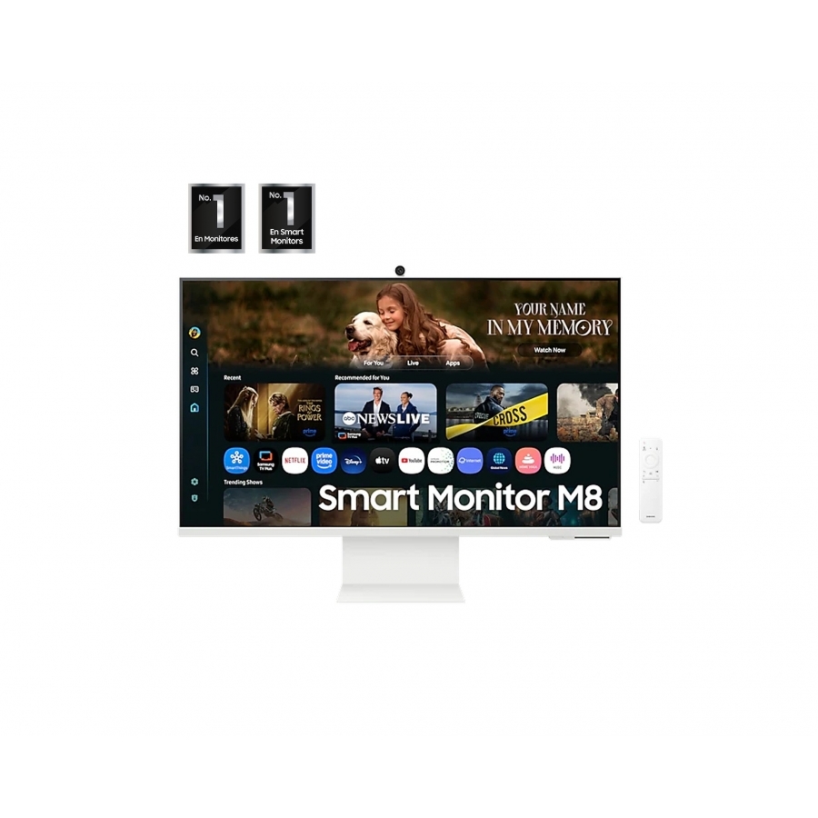 MONITOR LED SAMSUNG 32 PULGADAS /SMART MONITOR M8 /4K (3840 X 2160)/ VA/ PLANO /HDMI / BT / WIFI/ USB-C/ WEB CAM/ 60 HZ /BLANCO CÁLIDO