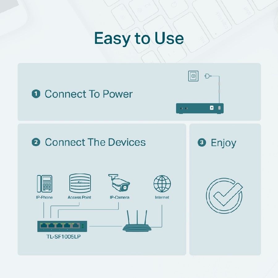 SWITCH | TP-LINK | TL-SF1005LP| 5 PUERTOS RJ45 10/100 MBPS | NO ADMINISTRABLE |CON 4 PUERTOS POE | PARA ESCRITORIO