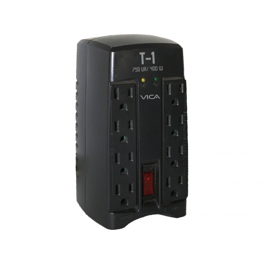 REGULADOR ELECTRONICO DE VOLTAJE VICA T1 750VA 400WATTS 8 NEMA 5-15R (4/4), 3 AÑOS DE GARANTIA