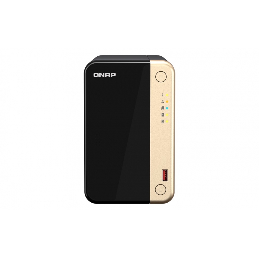 NAS QNAP TS-264-8G /2 BAHIAS NUCLEO CUADRUPLE HASTA 2.9 GHZ, 8 GB EN RAM, /2 LAN 2,5 GBE/USB 3.2 X2/SATA/HOT-SWAP/ SIN DISCOS/ HDMI 2.0/ HASTA 40 TB/ CELERON N5095