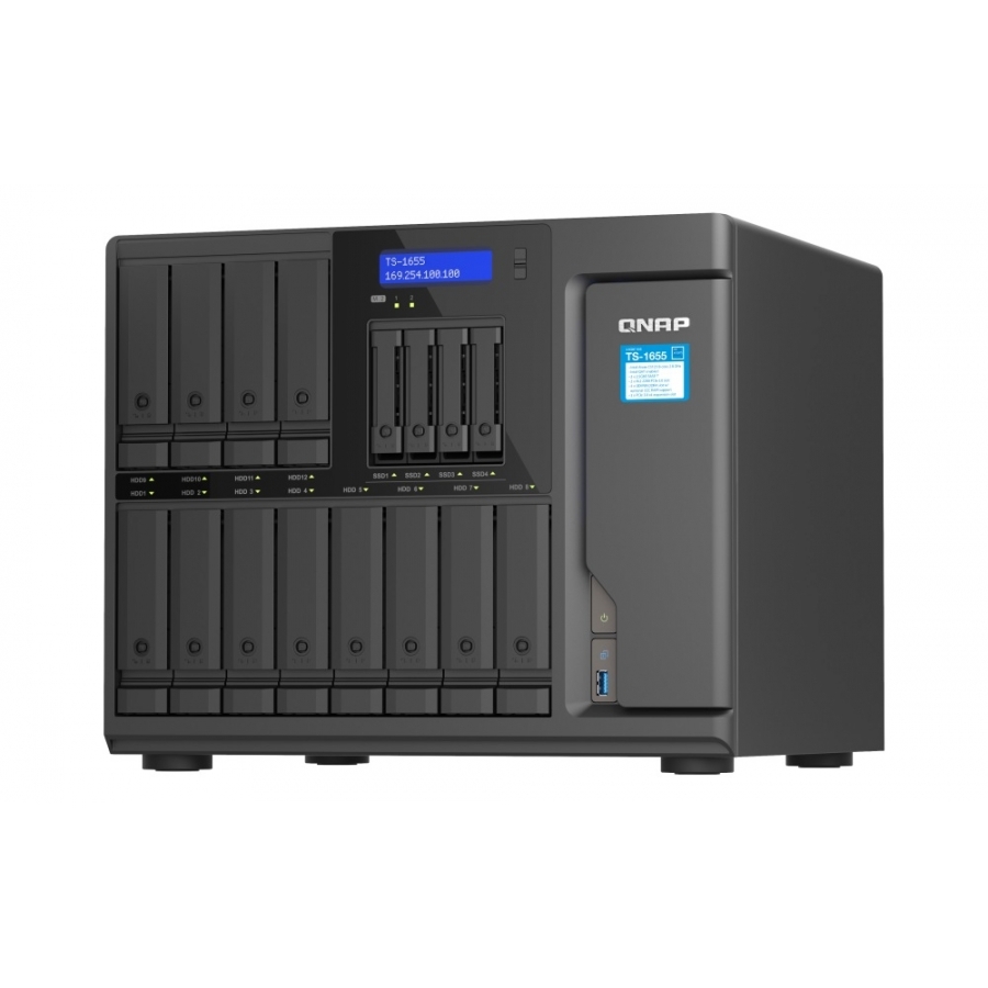 NAS QNAP TS-1655-8G/ 16 BAHIAS /12 SATA DE 3,5 4 SATA DE 2,5/OCHO NUCLEOS 2.8GHZ/8GB DDR4 HASTA 128GB/2 PTO 2,5 GBE/USB 3.2 X4/ HOTSWAP/ NO INCLUYE DISCOS/ ATOM C5125/ TORRE/ HASTA 240 TB