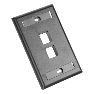 Placa de Pared Vertical / 2 Puertos Keystone / Diseño Plano / 69.8 x 114.3 mm (2.75 x 4.5 pulg.) / Etiquetas Integradas / Color Negro