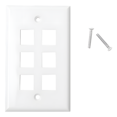 Placa de Pared / 6 Puertos / Keystone / Montaje Vertical / 70 x 115 mm / 2.75' x 4.52' / UL CE ETL