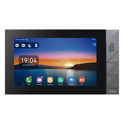 Monitor IP/SIP / Pantalla Táctil 7" / Android 9.0 / Wi-Fi Dual Band / Bluetooth 5.0 / PoE / 8 Entradas de Alarma