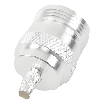 Conector Coaxial N Hembra / Anillo Plegable / Cables LP-195, LP-142, RG-142/U, LMR-195 / Cuerpo Bronce Niquelado / Contacto Oro / Aislante Teflón