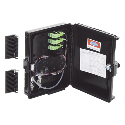 Caja de Empalme para Fibra Óptica / 24 Fusiones / IP65 / Splitter 1x8 SC/APC / 12 Puertos Drop / -40°C a +85°C