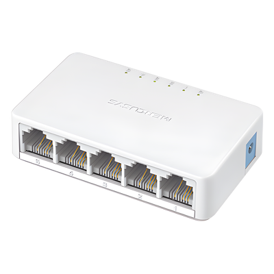 Switch de Escritorio / 5 Puertos 10/100 Mbps / Capacidad de Conmutación 1 Gbps / Sin Ventilador / Plug and Play