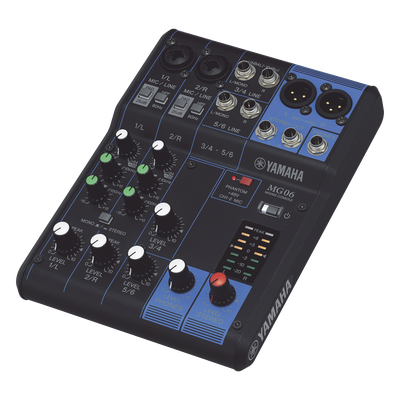 Mezcladora de Audio / 6 Canales / 2 Entradas de Micrófono / 6 Entradas de Línea / Phantom +48 V / Chasis Metálico Compacto