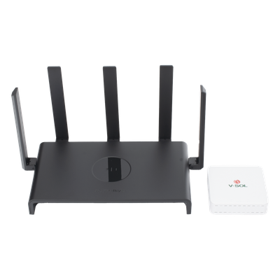 Kit ONU Bridge Dual GPON/EPON / Router Home Mesh Wi-Fi 5 / 2.4/5 GHz / 5 Antenas 4.5-5.5 dBi / Cobertura Extendida