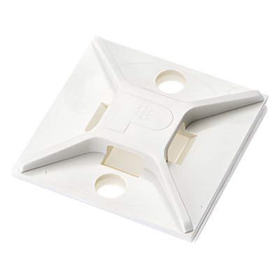 Base Adhesiva para Cinchos / 4 Vías / 25.4 mm x 25.4 mm (1in x 1in) / Interior / ABS Blanco
