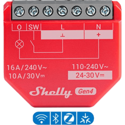 Relevador Inteligente / 16A / Medición de Consumo AC / Wi-Fi 2.4 GHz y Bluetooth / 110-240V / Sin Hub
