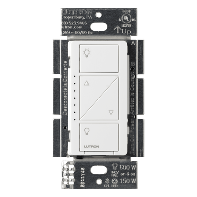 Atenuador de Pared Inteligente / 120 V / LED 250 W / Incandescente-Halógeno 1000 W / MLV 1000 VA / RF 9 m (29.5 ft) a 18 m (59.1 ft) / Neutro Opcional / Pico y Smart Bridge