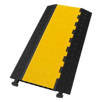 Protector de Cable / 3 Canales 56x55 mm / Carga 6.1 Toneladas / 90 cm (2.95 ft) Largo / Hule y Plástico / Amarillo-Negro