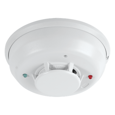 Detector de Humo Foto-Térmico Convencional / 2 Hilos No Polarizado / Sonorizador Integrado 85 dB / Sensor Térmico Fijo 57.2 °C / Serie i3 / Base Plug-In