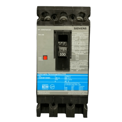 Interruptor Termomagnético / 3 Polos / 100 A / 600 VCA / Capacidad Interruptiva 65 kA / 400 Hz