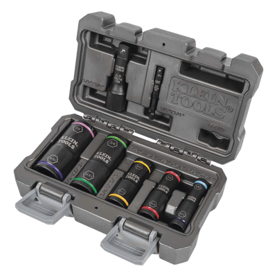 Juego de Dados de Impacto / 7 Piezas / 10 Tamaños Combinados / 3/8 a 15/16'' / Adaptadores 1/4'' y 1/2''