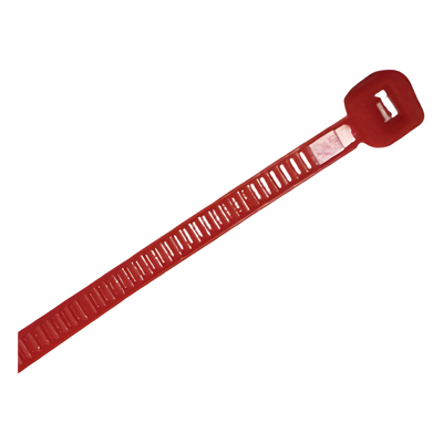 Cincho de Nylon / 4.8 x 300mm / 22 kg Tensión / Rojo / 100 pzs / -40°C a +80°C / 1.02 x 0.19 pies