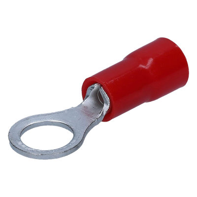 Terminal Tipo Ojo Aislado / Calibre 22-16 AWG / Anillo 1/4" / 25 Piezas / Color Rojo