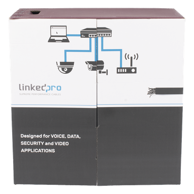 Bobina de Cable UTP / Cat5e / 305 m (1000 ft) / Doble Forro / Exterior / CMX / 24 AWG / Cobre Sólido / Negro