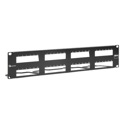 Patch Panel / 48 Puertos UTP / Vertical 2U (3.5') / Aluminio Cepillado / Negro / 19" Rack